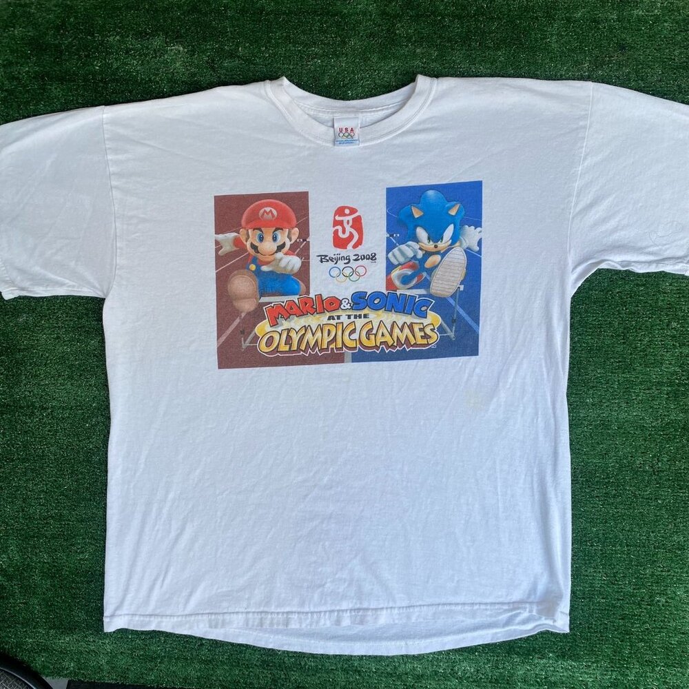 Vintage Y2K Mario Sonic Olympic Games Shirt Nintendo Beijing